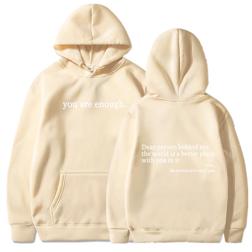 Women's Letter Print Hoodie with Kangaroo Pocket and Drawstring