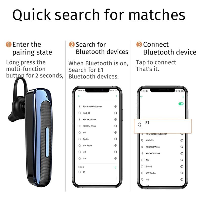 Écouteurs Bluetooth sans fil avec microphone Écouteurs à réduction de bruit Mains libres Casque à réduction de bruit Pour la conduite Affaires