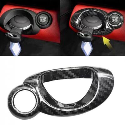 Real Carbon Fiber Car Start Stop Key Panel Cover For Mini Cooper R55 R56 R57 R58