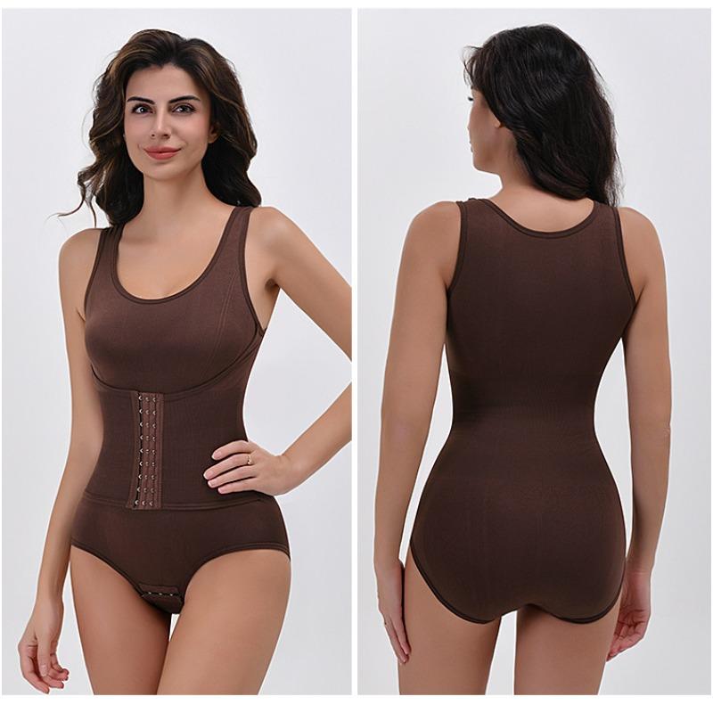 Body modellante stile corsetto con chiusura a bottoni, compressione per un addome più piatto e glutei sollevati, design con cavallo aperto