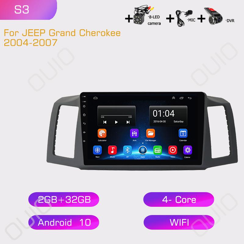 2din 8G+128G HD IPS Android 10 Car Radio Multimedia Player Carplay Auto GPS Navi DSP NO DVD For Jeep Grand Cherokee 2004-2007