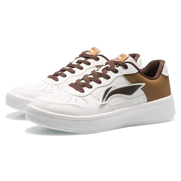 Li Ning Coverage Thermal Slip Resistant Low top Skateboard Shoes Men's White Brown AGCQ455-6