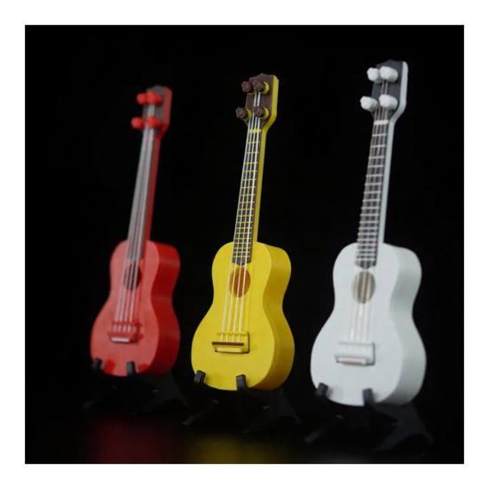 Mini Musikinstrument Modell Miniatur Gitarre Ukulele Guzheng Spielzeug mit Ständer für Puppenhaus Zubehör Heimdeko