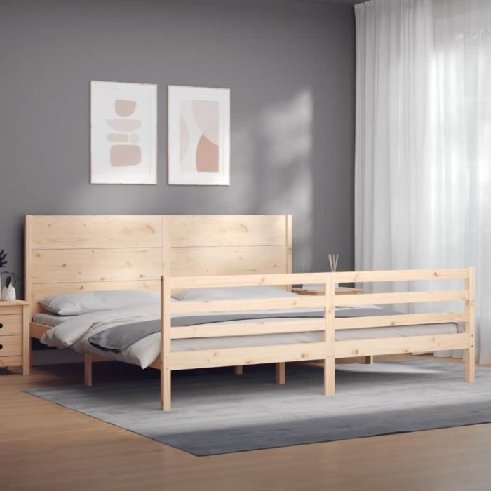 VidaXL Cadre de lit avec tête de lit 200x200 cm bois massif 3194656