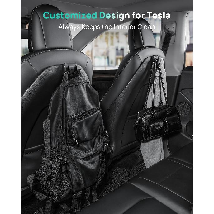 2 Pack Foldable Car Seat Hooks For Tesla Model Y Model 3 Accessories 2026 2025 2024 (Includes Model Y Juniper And Model 3 Highland), Anti-Drop