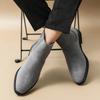 Fashion New Gray Chelsea Boots for Men Flock Business Men Ankle Boots Cowboy Boots Handmade Men Size 38-46 Zapatos De Hombre