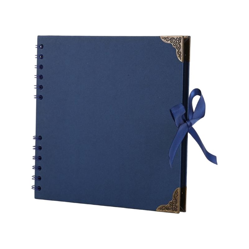 

DIY Scrapbook Album Hardcover Krafts Paper Scrap Book Photo Albums 60 Pages Memory Book for Party Family,Wedding темно-синього кольору