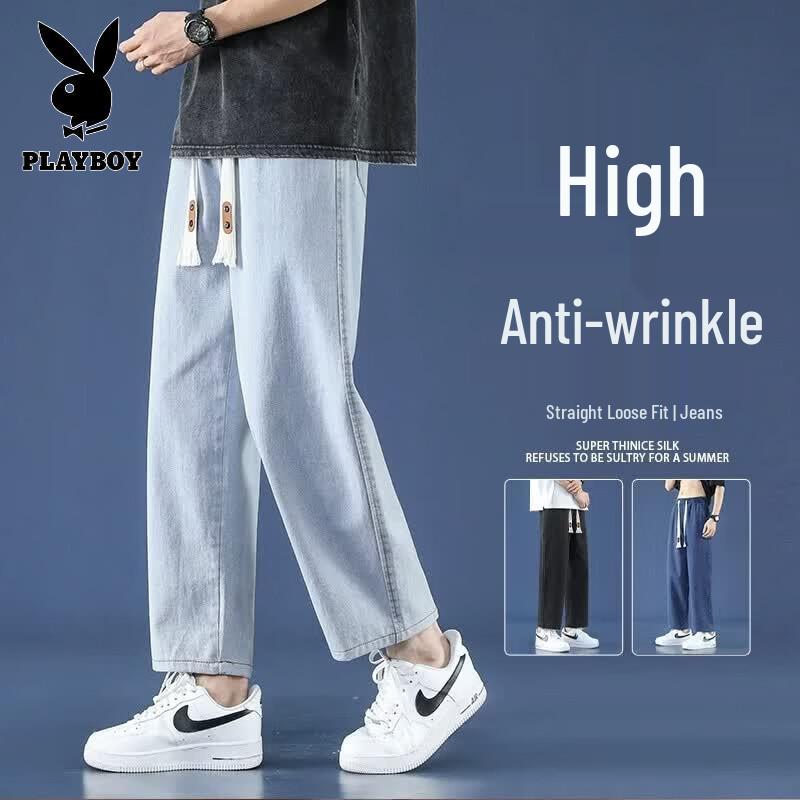 PLAYBOY Men s Loose Straight-Leg Denim Jeans XL светло-синий