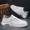 Summer New Leather Surface Splicing Breathable Mesh Large Mesh Small White Shoes Elastic Band Thin Flat-Bottomed Sports Men'S Shoes
