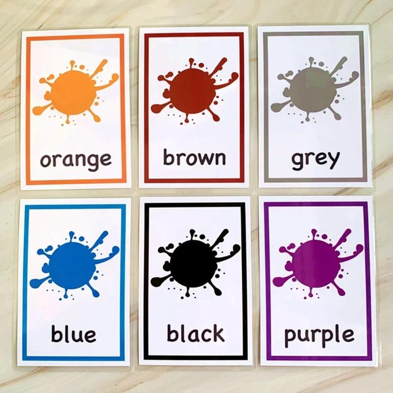 12PCS New Kids Montessori Toys English Learning Word Cards Color Flash Cards Children Colors Cognition Memory Education Toy 2026