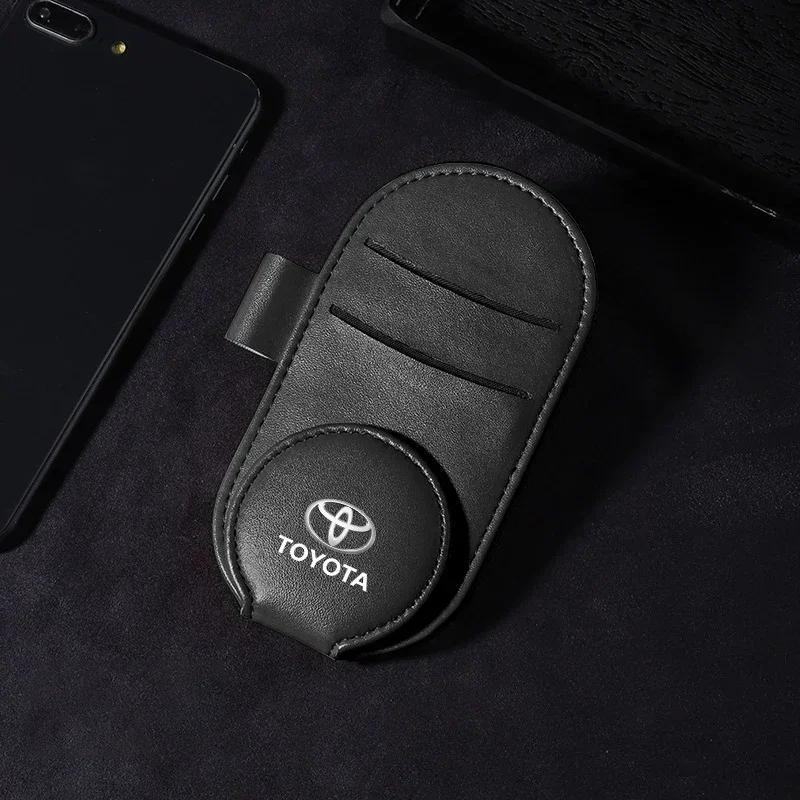 Car Multifunction Sunglasses Clip Card Ticket Holder Stand Eyeglasses For Toyota Chr Corolla Yaris Rav4 E150 E120 Land Cruiser