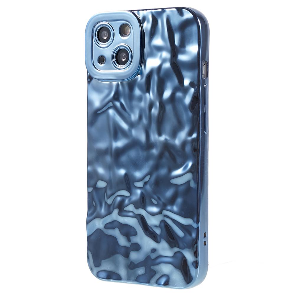 

For iPhone 15 Plus Phone Case Electroplating Wrinkled Uneven TPU Cover Blue