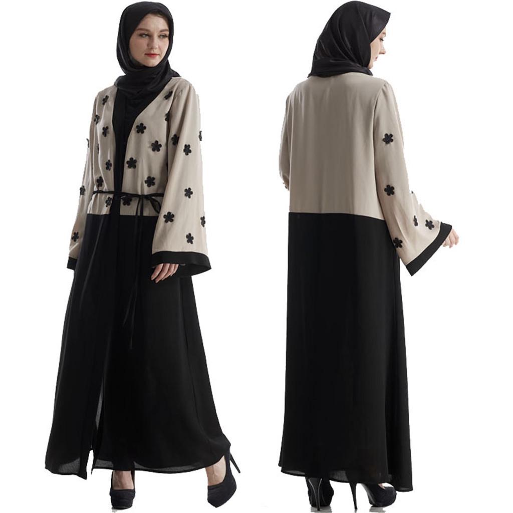 Buy [HF] Abaya Dubai Muslim Lace Women Open Front Cardigan Embroidery ...