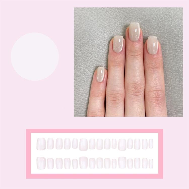 10 Pieces White Cats Eye Short Square Press On Nail Full Cover False Nail Acrylic Stick On Nail for Women Easy To Use
