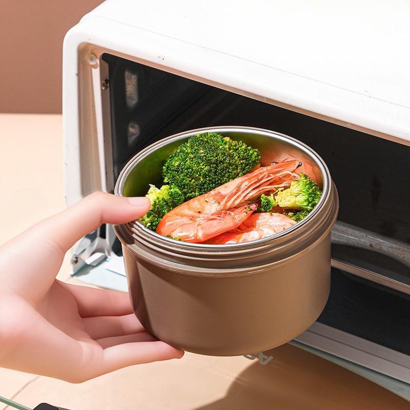 Stainless Steel Insulated Lunch Box, Round Lunch Box, Insulation Bag, Lunch Box, Portable Lunch Box for Students, Soup Bowl