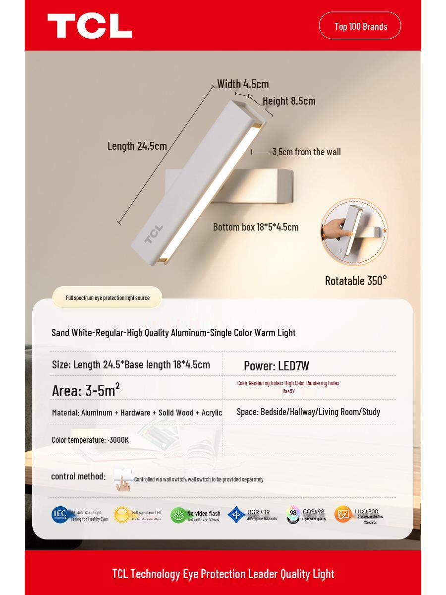 

Nordic Minimalist Rotatable Bedroom Wall Lamp