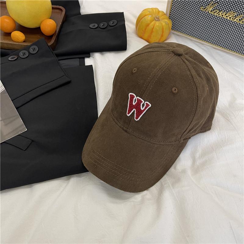 Letter baseball cap women's wide brim big head circumference black cap fashion couple retro face hat