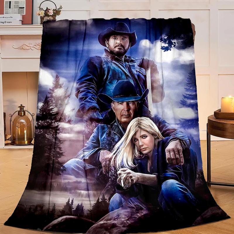 1PC Western Adventure Romance Flannel Blanket Gift, Suitable for Both Men And Women, Soft Ideal for Beds And Sofa, Birthday Or Christmas Gift