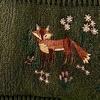 Women's Dark Green Knit Cardigan with Fox Embroidery and Puff Sleeves