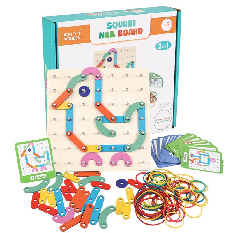 Montessori Geometric Shapes Pegboard Toy for Early Learning and Shape Recognition