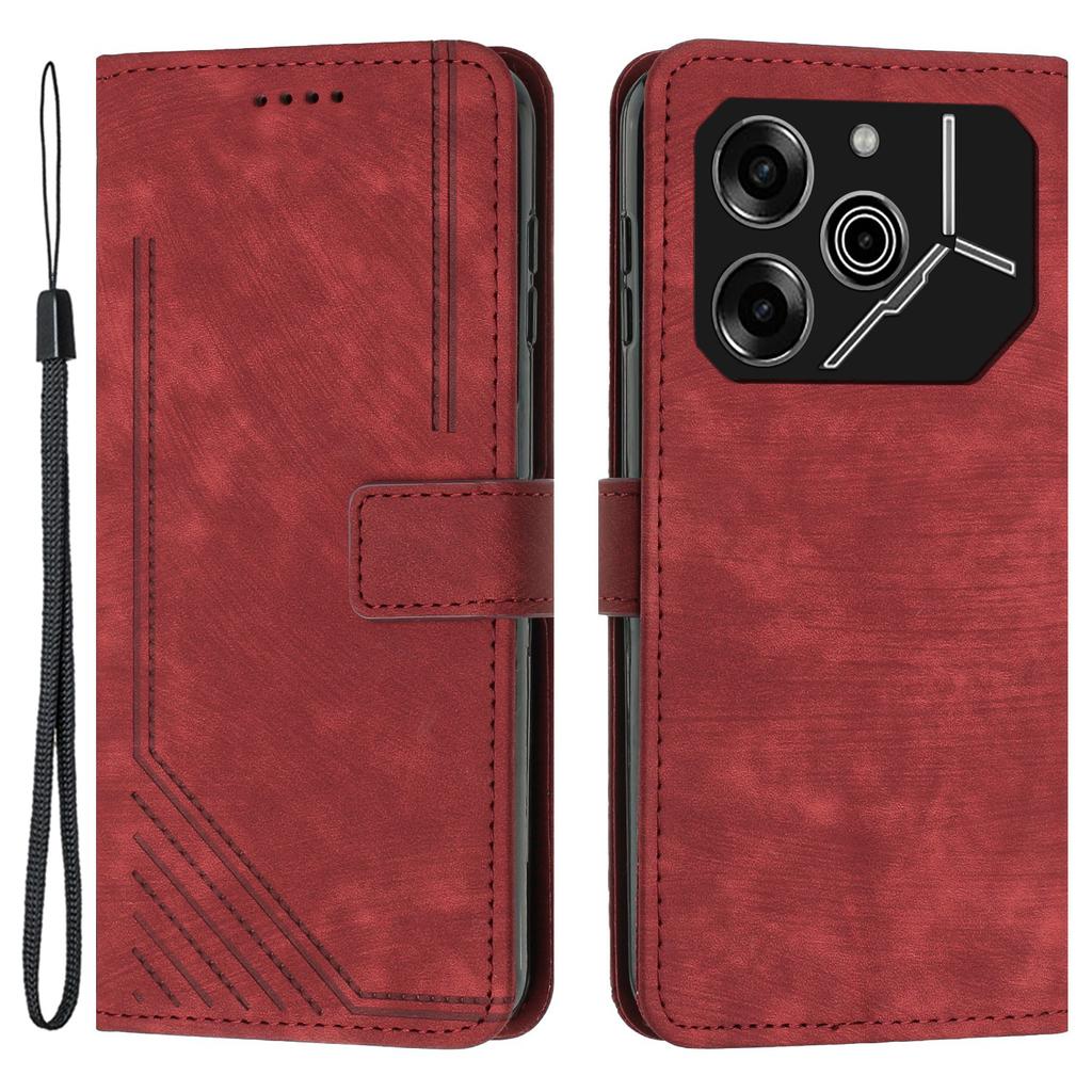For TECNO Pova 6 Pro 5G/Li 9 Wholesale Phone Case Lines Imprint PU Leather Wallet Cover