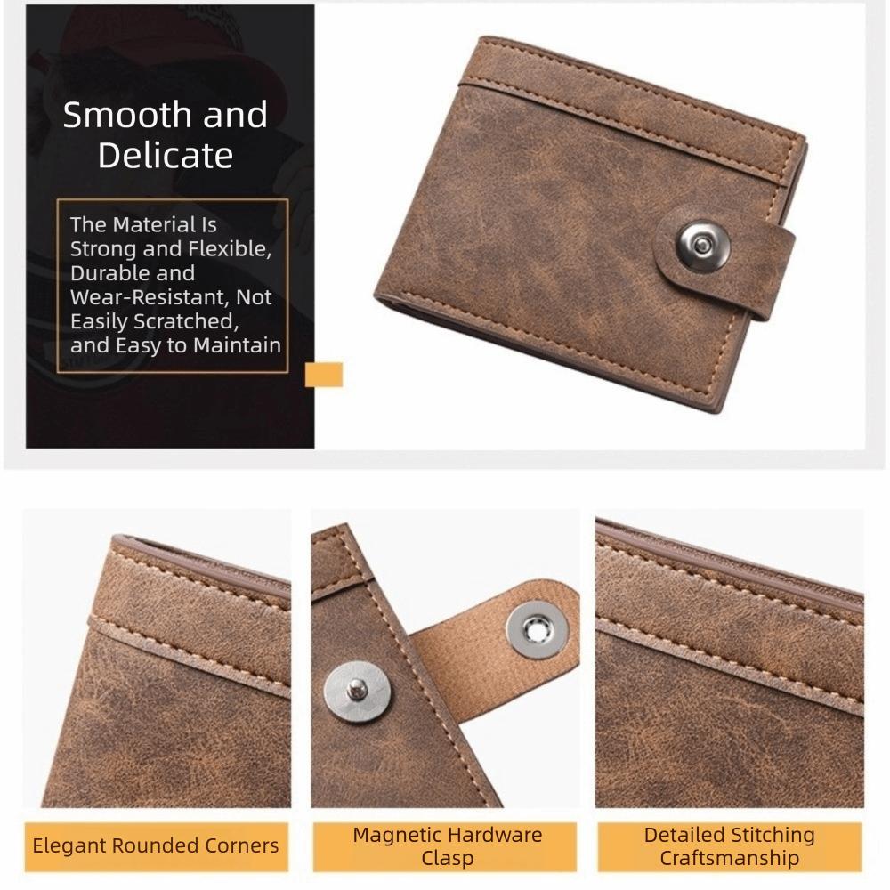 Durable Ultra Thin PU Leather Wallet Portable Lightweight Short Wallet Credit Card Holder Men