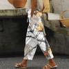Women's fashion printed drawstring pocket elastic waist casual pants