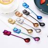 Cute Cats Shape Stirring Spoon Small Mixing Teaspoon Dessert Spoon Stainless Steel Tableware Easy To Clean