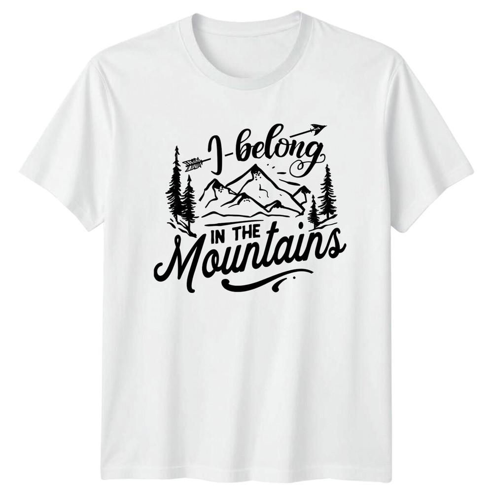 I Belong In The Mountains Arrow Trees Adventure Travel TShirt S