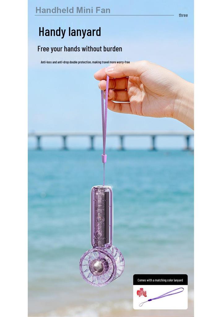 Rechargeable Mini Handheld Fan - Portable, High-Speed Transparent Wind Cannon