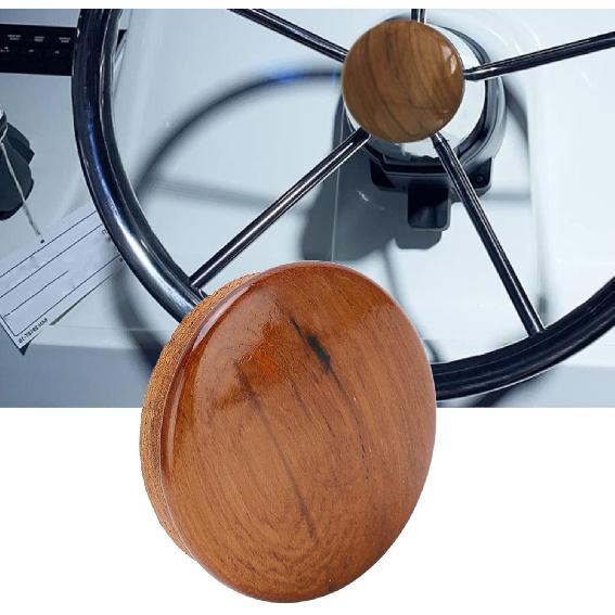 Qiilu Boat Steering Wheel Center Cap Marine Steering Wheel Center Cap 63.5mm/2.5in Teak Wood Gloss Finish for Yachts Boats