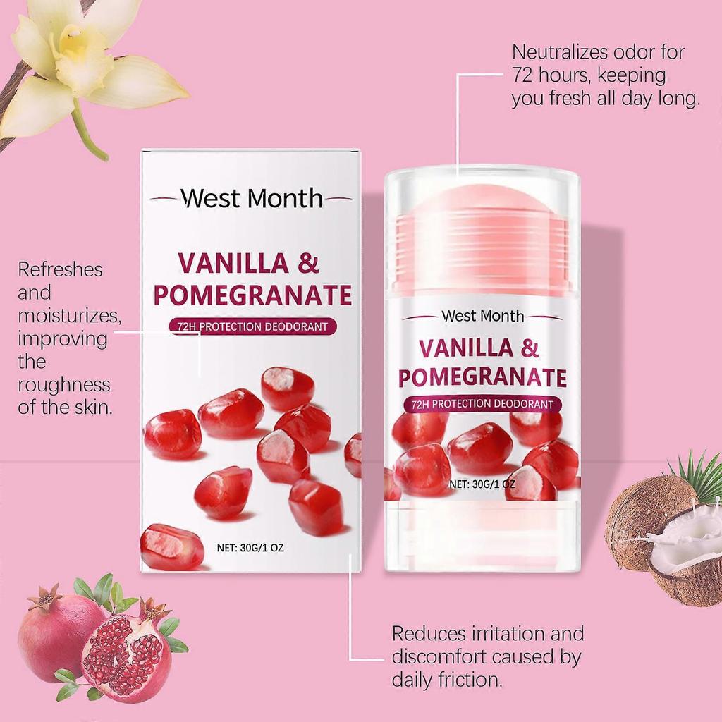 Pomegranate Body Treatment Bar - Deodorant for Underarms, Non-Sticky, Portable, Long-Lasting Fragrance