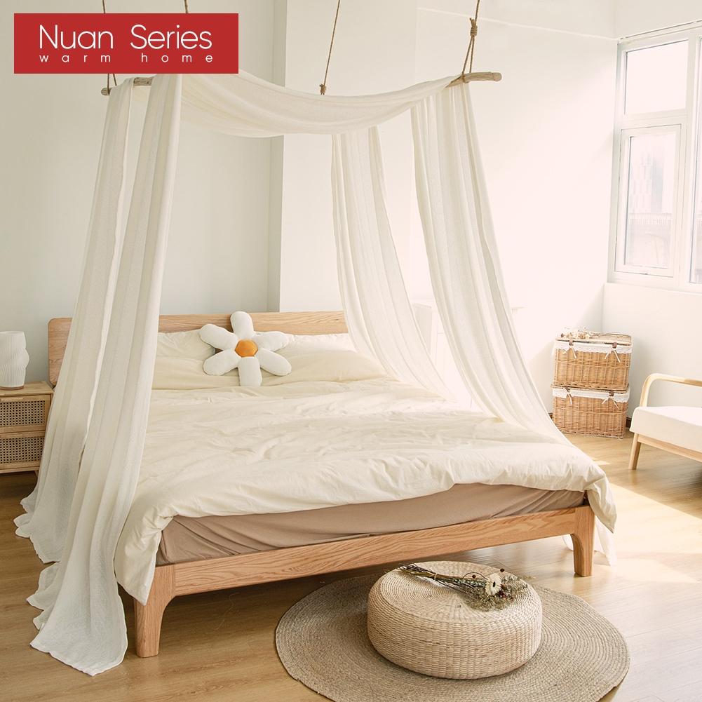 

1PC Біла елегантна штора для ліжка, м’яка, проста і стильна, прозора антимоскітна білизна для спальні, серія Nuan W132cm x L350cm білий