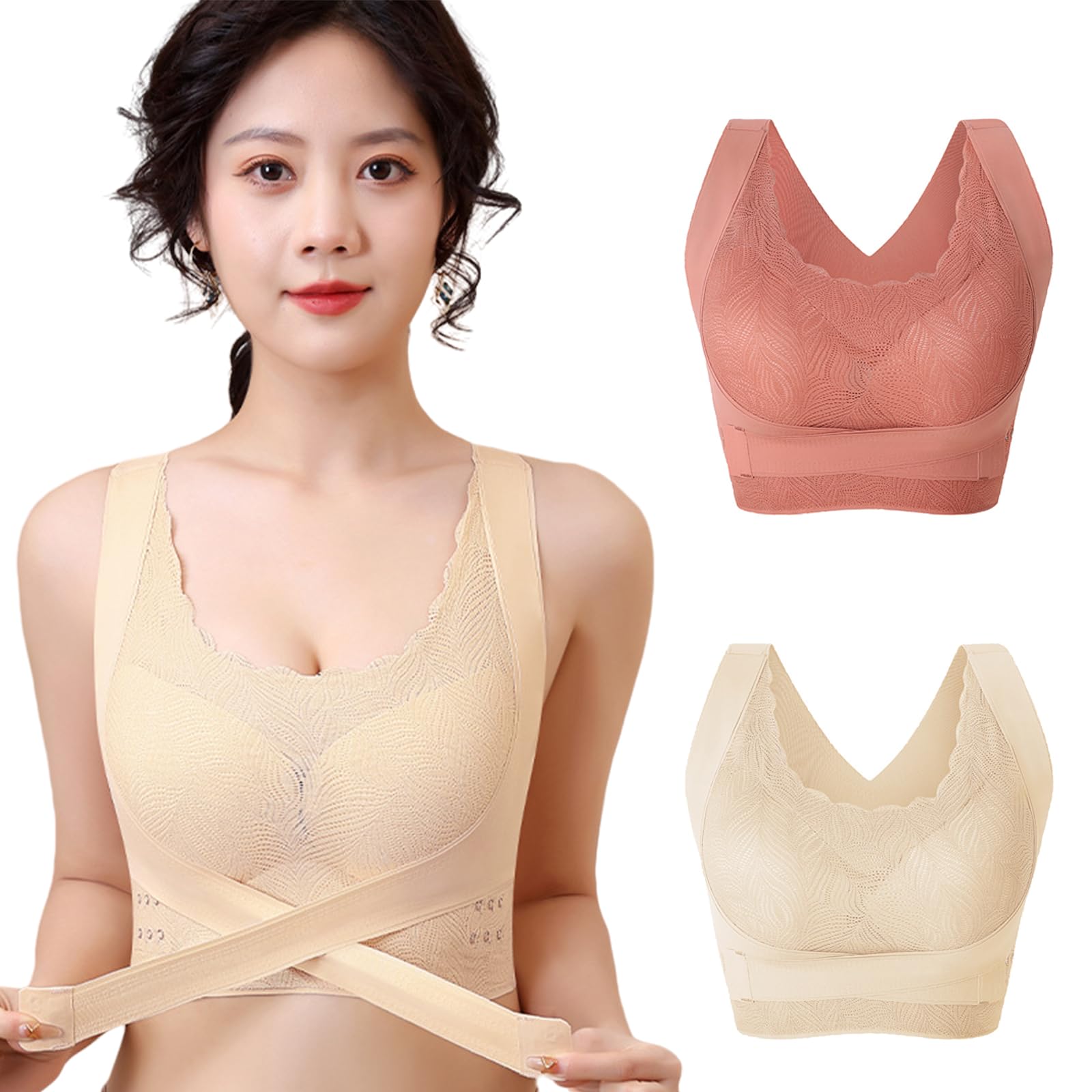 

Ночной комплект бесшовный спереди и сзади с отверстиями для воздуха, мгновенное декольте, красивые груди и без корректирующего бюста для дня и дышащий [YunXiozy Star] бюстгальтер, 2,