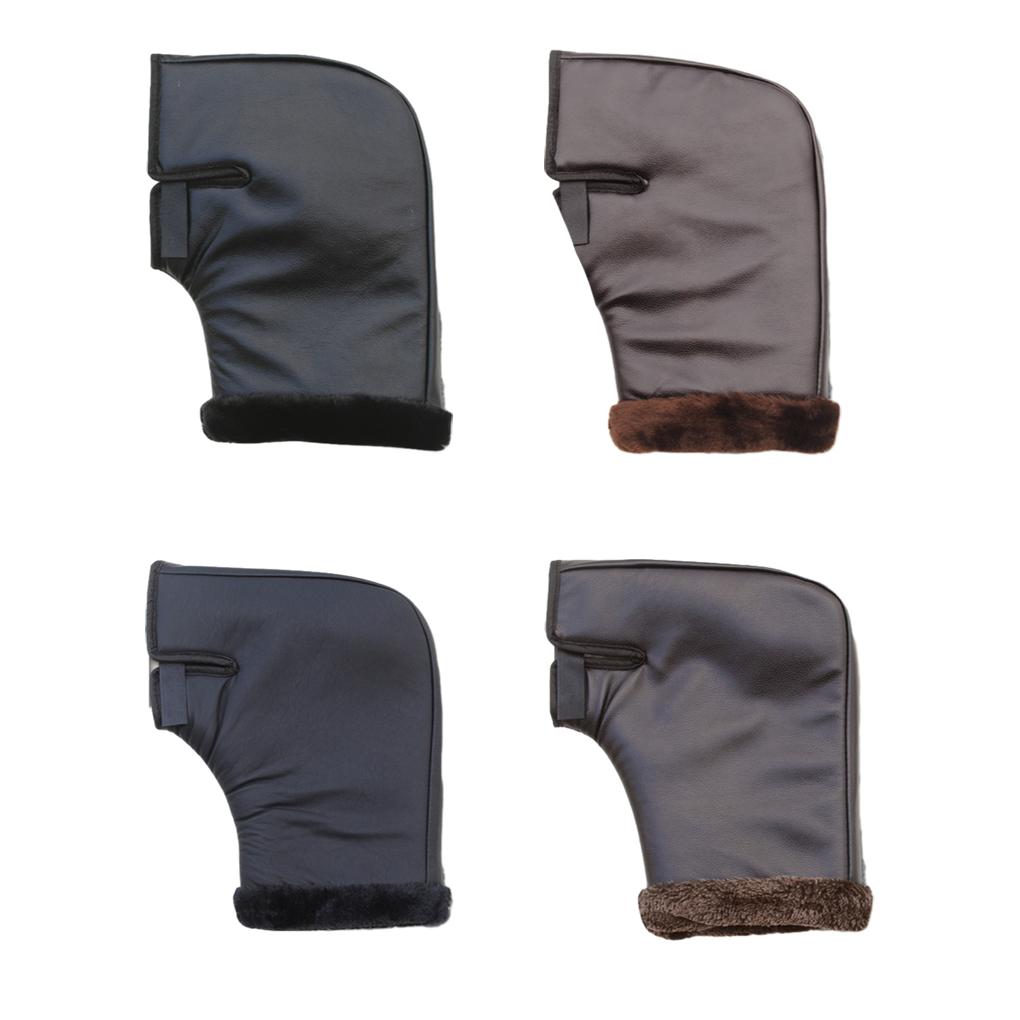 Winter Thick Motorcycle Hand Warmer Waterproof And Windproof For Protection Scooter Bike Cycling Gloves Leather, Brown S