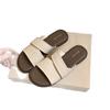 Niche Design Sense Linen Square Head Open-toed Flat-bottomed Slippers Female Summer Wear Fairy Seaside Vacation Beach Sandals