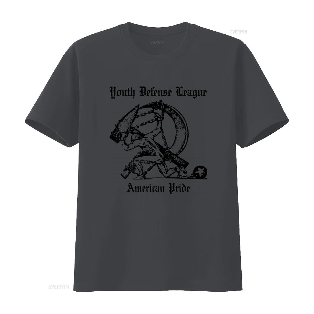 Youth Defense League T Shirt with American Pride Print Stylish and Patriotic Design for Vintage Washed Casual Breathable