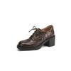 Krazing Pot Sheepskin Autumn Winter Shoes Lace Up Chunky Heels Oxford Shoes Size 43 Round Toe Deep Mouth Pumps