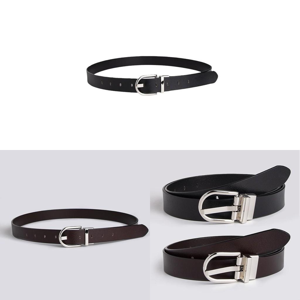 Womens Leather Waist Belt With Geometric Design And Metal Pin Buckle For Professional Attire
