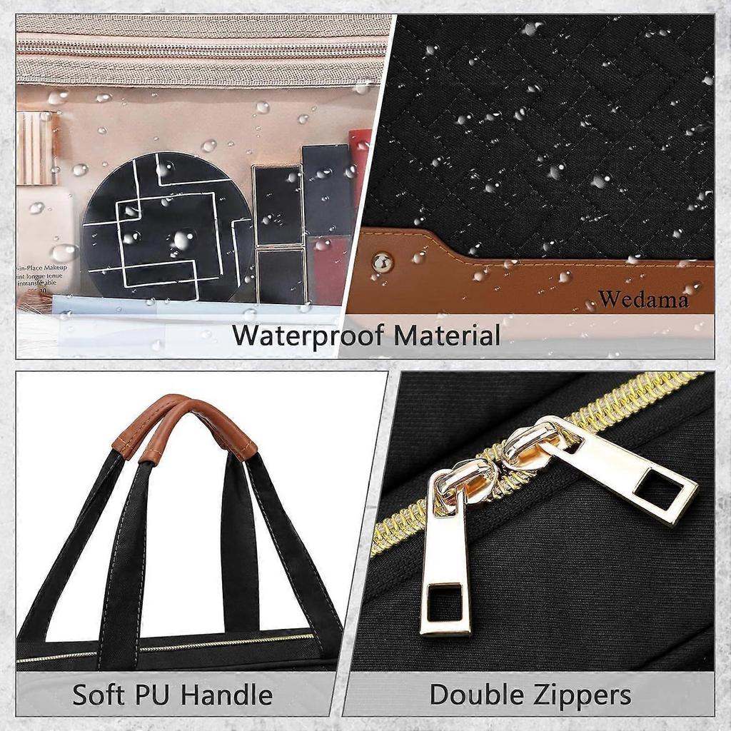 Toiletry Bag for Women, Hanging Travel Toiletry Bag with Jewelry Organizer Compartment Large Makeup Bag, PVC Waterproof Cosmetic Travel Bag for Travel
