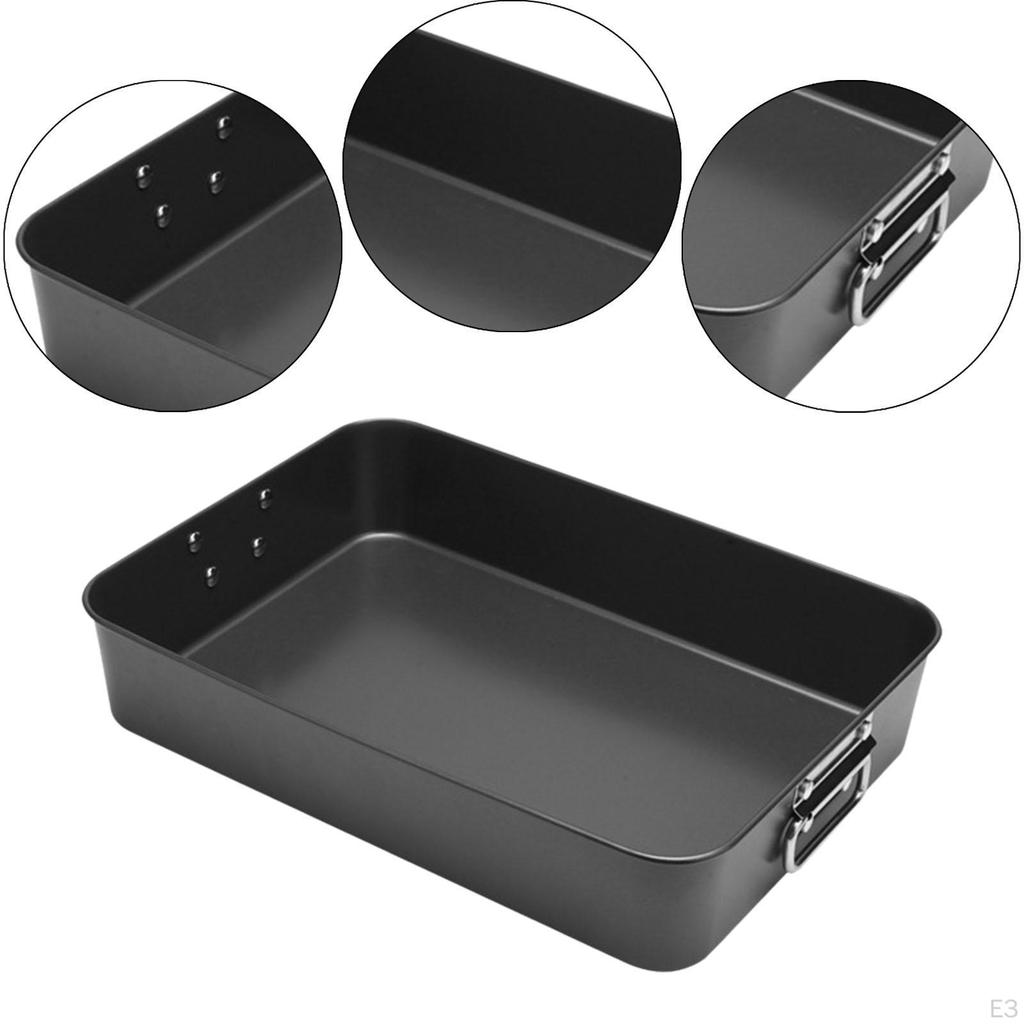 Rechteckige Backform Kuchenblech aus Kohlenstoffstahl Leicht anzuhebendes, robustes, binaurales, rechteckiges Brot