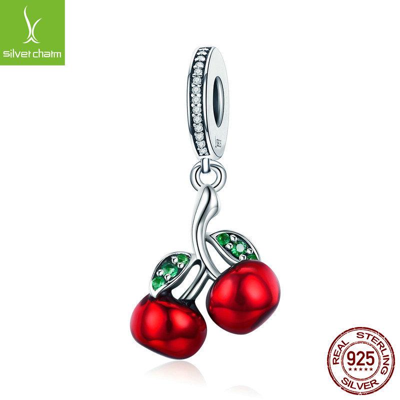 

Sterling Silver Cherry Pendant Necklace - Classic S925 Summer Charm Accessory Loose Bead
