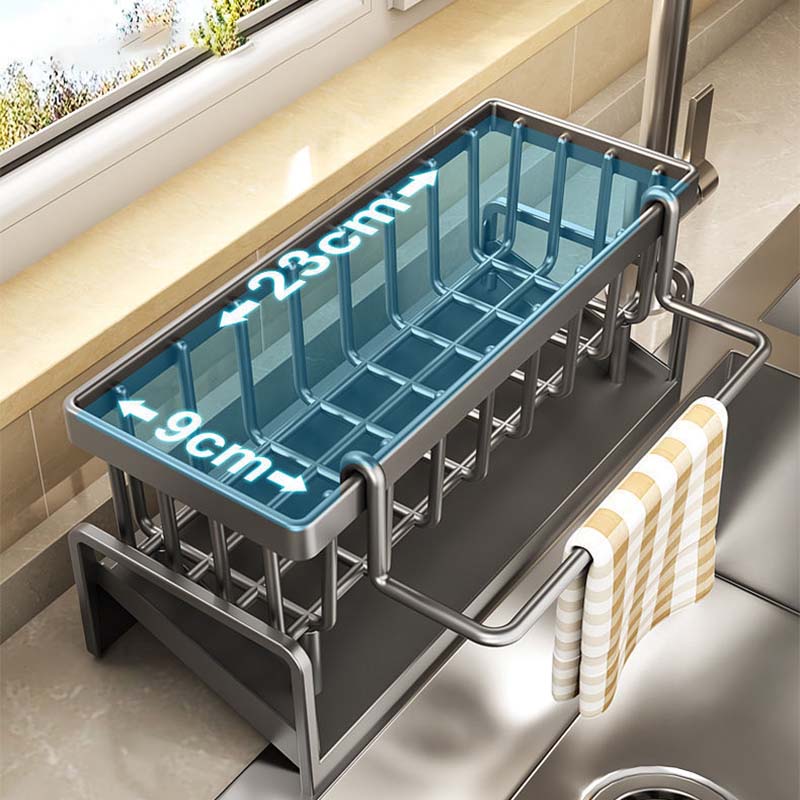 Kitchen Sink Drain Rack Organizer ABS Plastic Self-draining Sink Shelf Soap Sponge Holder Dishcloth Towel Rack Filter Basket