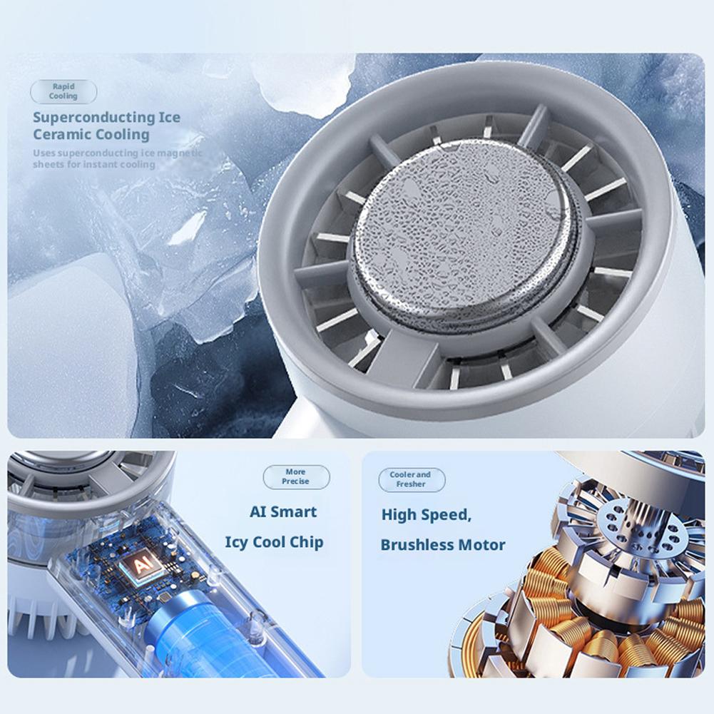 Ventilateur à Glace Portatif Refroidissement Turbo Semi-conducteur Extérieur Compresseur Été Portable Mini Ventilateur Haute Vitesse Rechargeable Longue Durée Voyage