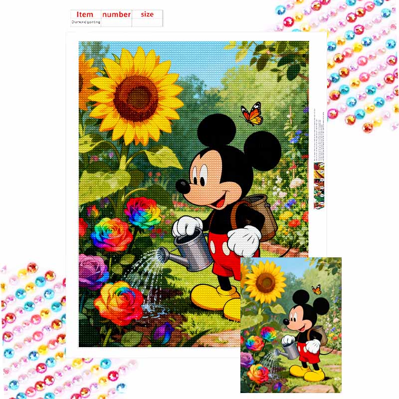 Disney diamond painting kit handmade diy5D home decor gift unique idea Mickey Garden Sunflower Rainbow Roses Butterfly Round 20x30cm