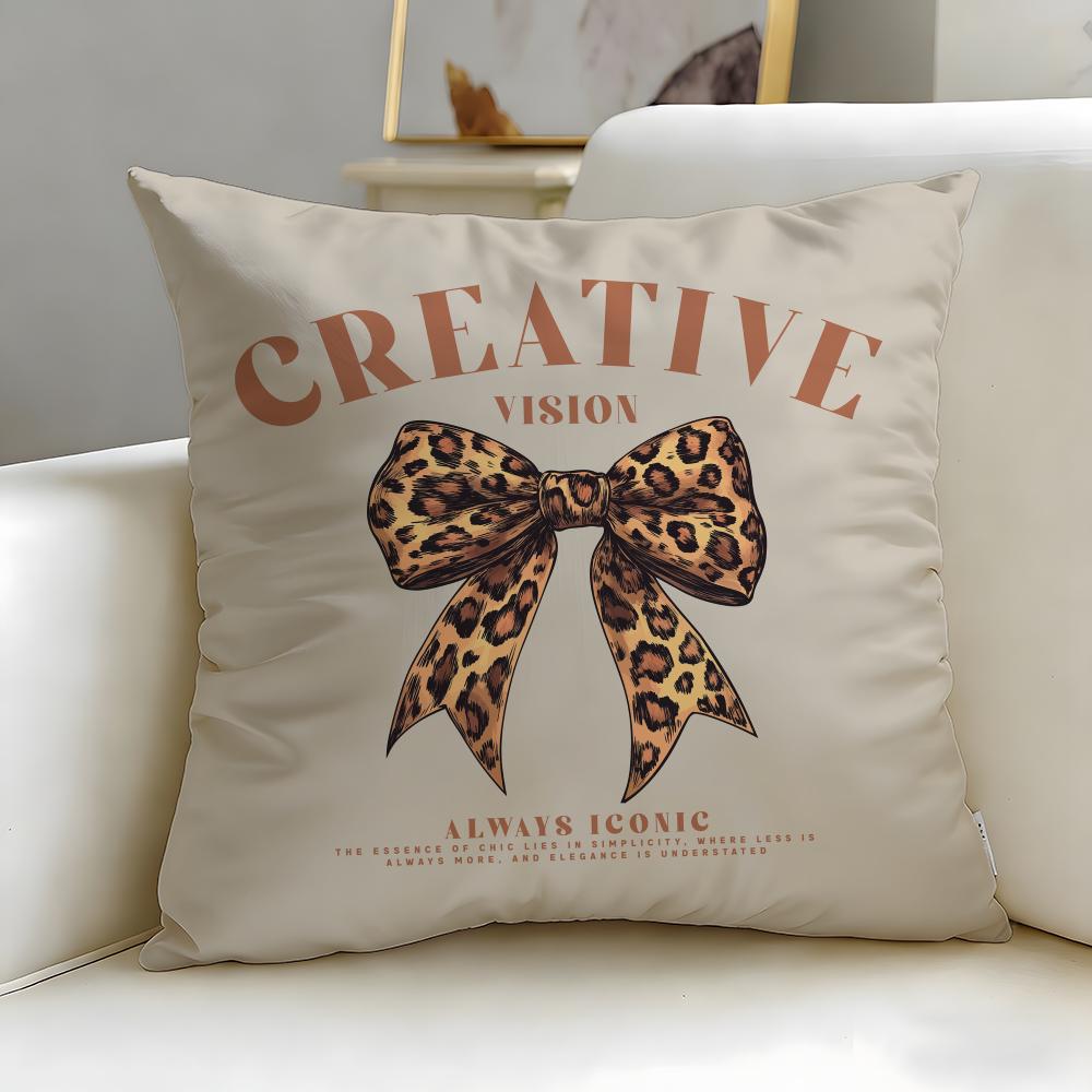 classic theme Bow Cushion Cover Soft  EasyWash Pillow Case  Versatile for Couch Bed Travel and Office