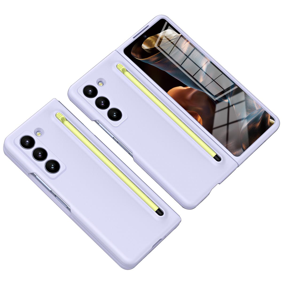 

Phone Case with Tempered Glass Film for Samsung Galaxy Z Fold Special/Z Fold 6 Slim/W25 Hard PC Back Cover with Stylus Purple