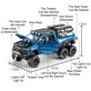 1:32 Scale Tacoma RAM Mammoth 6x6 Cars Model Toys Wheel Pull Back Miniature SUV Doors Opened Off-road Vehicle Educational Toys