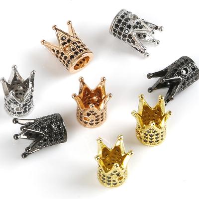2 Stück Metall Zirkonia Perlen Krone Charm für Schmuckherstellung Armband Zubehör