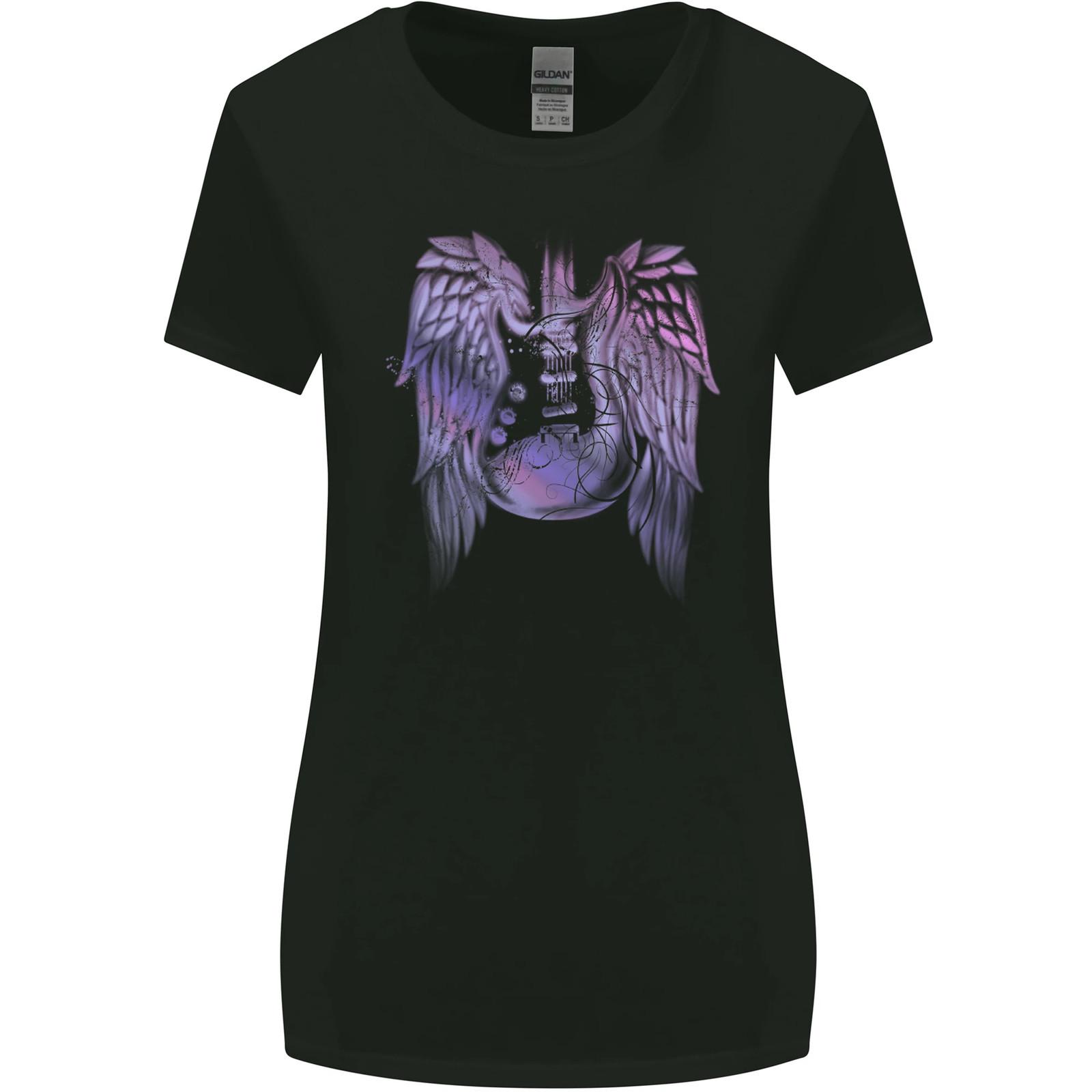 Electric Guitar Wings Guitarist Acoustic Womens Wider Cut T-Shirt M